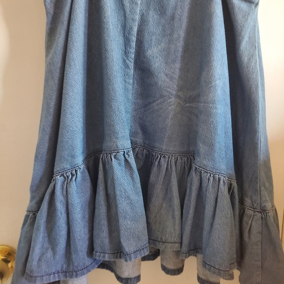 One Teaspoon Pinkie Denim mini Dress ruffle hem Size S Boho grunge Indie Sleeze - Picture 8 of 13